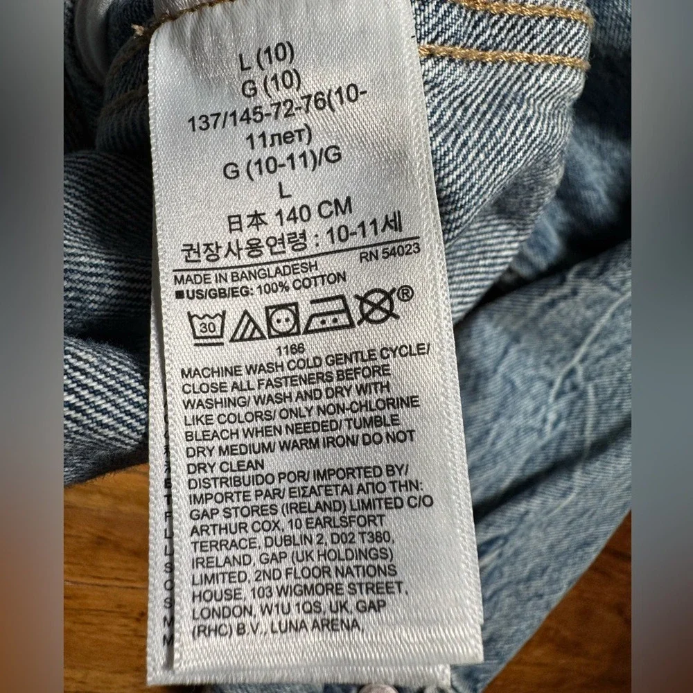 Gap Girls Teen Medium Wash Oversized Denim Jacket relaxed fit 100% cotton L (10)